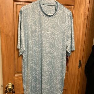 Travis Mathew Blue Tropical Print Shirt